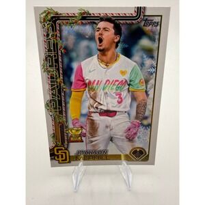 2025 Topps Holiday Jackson Merrill H30 Short Print SP Padres Rookie Cup Card